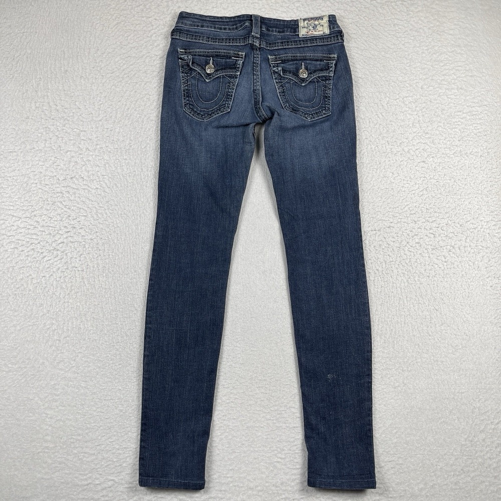 True Religion Skinny Jeans Womens 28 Blue Low Rise Flap Pocket Made in USA 17907